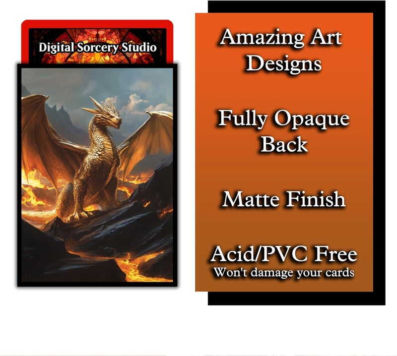 Digital Sorcery Studio Ancient Brass Dragon Card Game Sleeves - 102 Pack - Compatible with MTG and Other TCGs - Perfect for MTG Dragon Commander Decks Like The Ur Dragon or Mirrym - Image 3